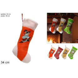 Calza Befana Juta Decorata 34 cm, 4 colori assortiti, 1 pezzo