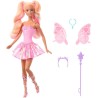 Barbie - Fata con bacchetta stellata, bambola a tema fantasy con capelli bondi, ali e outfit cambia colore in acqua calda e fre