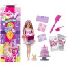 Barbie Party Surprise - Birthday Bows, bambola con 10 accessori a sopresa, effetto cambia colore e decorazioni per la torta, JF