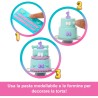 Barbie Party Surprise - Party Stars, bambola con 10 accessori a sopresa, effetto cambia colore e decorazioni per la torta, gioc