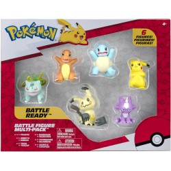 Pokémon - Confezione da 6 Personaggi della Battaglia: Pikachu, Squirtle, Charmander, Bulbasaur, Mimikyu & Toxel - Dettagli Aute