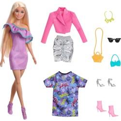 Mattel - Barbie Fashionista Moda Notte con abiti ed accessori, HYT61
