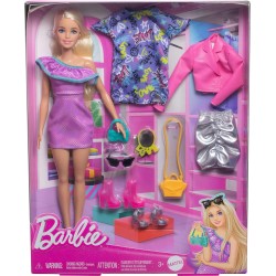 Mattel - Barbie Fashionista Moda Notte con abiti ed accessori, HYT61