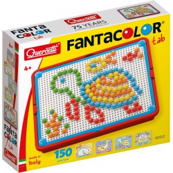 Quercetti FantaColor Tab 150 Chiodini, Giochi da Tavolo Bambini 3-6 Anni, Educativo e Creativo, con Tavoletta, Guida e Cestello