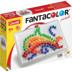 Quercetti - Fantacolor Portable – Gioco di Mosaico Educativo con Chiodini Colorati 10-15-20mm - Set Portatile - Stimola Creativ