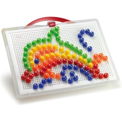 Quercetti - Fantacolor Portable – Gioco di Mosaico Educativo con Chiodini Colorati 10-15-20mm - Set Portatile - Stimola Creativ