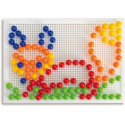 Quercetti - Fantacolor Portable – Gioco di Mosaico Educativo con Chiodini Colorati 10-15-20mm - Set Portatile - Stimola Creativ