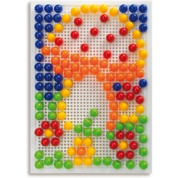 Quercetti - Fantacolor Portable – Gioco di Mosaico Educativo con Chiodini Colorati 10-15-20mm - Set Portatile - Stimola Creativ