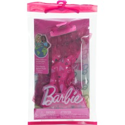 Mattel - Indumento per bambola Barbie - Confezione 1 - Abito da sera con volant stampato a cuore, occhiali, tacchi rosa, abbigl