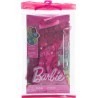 Mattel - Indumento per bambola Barbie - Confezione 1 - Abito da sera con volant stampato a cuore, occhiali, tacchi rosa, abbigl