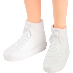 Barbie - Bambola Fashionistas n. 232 con capelli rossi, top sportivo in jersey con lettera B, gonna viola plissettata, orologio