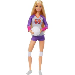 Barbie Carriere - Barbie Pallavolista, bambola snodata con divisa sportiva, palla e accessori, giocattolo per bambini, HKT72