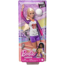 Barbie Carriere - Barbie Pallavolista, bambola snodata con divisa sportiva, palla e accessori, giocattolo per bambini, HKT72