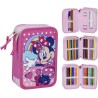 Astuccio scuola per bambini di Minnie Mouse - Colore rosa - Chiusura a cerniera - 12,5 x 6,5 x 19,5 cm - Triplo scomparto - Inc