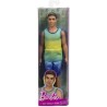 Barbie - Ken Fashionistas n. 236, bambola con capelli neri, canotta blu e verde sfumata, shorts in jeans e sneaker argento, HYV