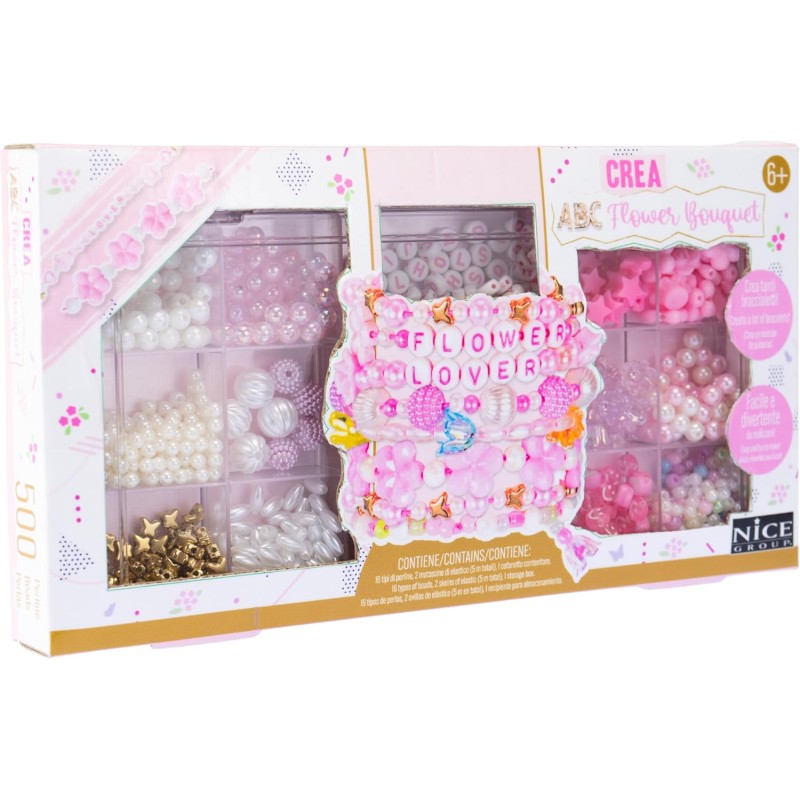 Nice Group - Perline ABC Flower Bouquet, Kit da 500 Perline colorate e multiformi