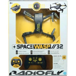 Radiofly - Space Wasp 32 - Drone RC 2.4GHz richiudibile - Camera 480p - Wi-Fi - App - 8 funzioni - 3 velocità - Flip 360° - Fer