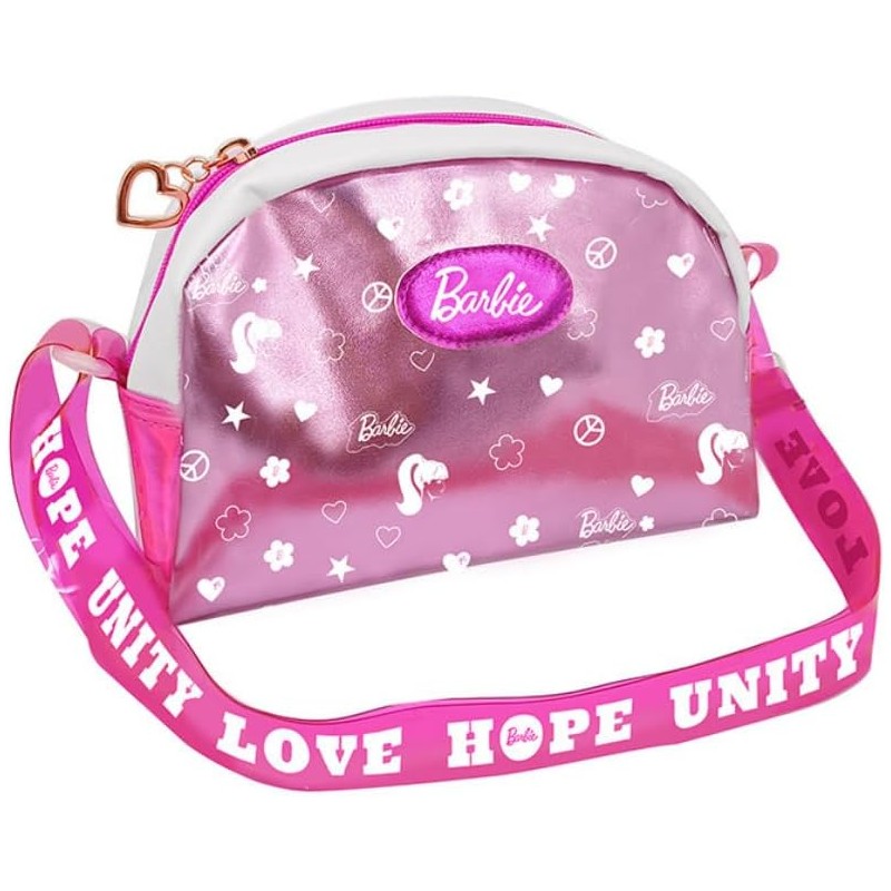 ODS - Barbie - Borsetta Fashion con Tracolla e Chiusura Zip, Ciondolo Inclusa, Misura 22 cm, Età Consigliabile 3+