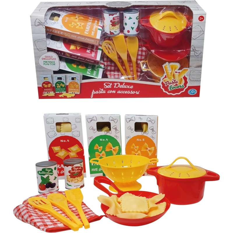 Maisonelle - Pasta Lovers set Deluxe 3 pacchetti di pasta, 3 mestoli, presina, scolapasta, pentola con coperchio, padella 2 bar