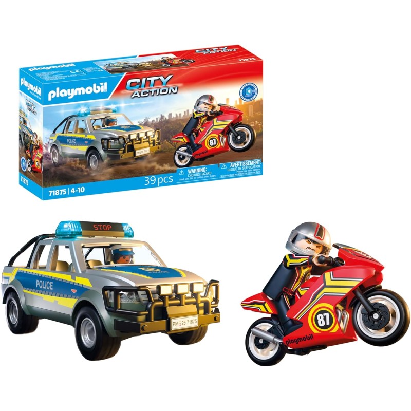 PLAYMOBIL City Action 71875 Police Pick-Up Truck Pursuit Set da gioco con statuine, Inseguimento