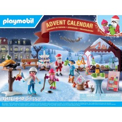 PLAYMOBIL Christmas 71472 Calendario dell'Avvento: Mercatini di Natale, 24 entusiasmanti sorprese, tra cui quattro personag