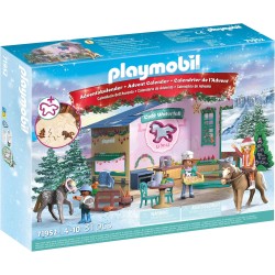 PLAYMOBIL Christmas 71952 Baking at the Riding Café Set da gioco con statuine, Calendario dell’Avvento Cavalli della cascata