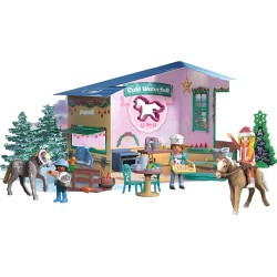 PLAYMOBIL Christmas 71952 Baking at the Riding Café Set da gioco con statuine, Calendario dell’Avvento Cavalli della cascata