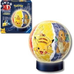 Ravensburger - Puzzle 3d Night Lamp Pokemon Led | Puzzle 3d Bambini 6 Anni O Più | Pokeball Pokemon | Modellismo Da Costruire B