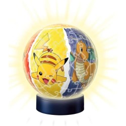 Ravensburger - Puzzle 3d Night Lamp Pokemon Led | Puzzle 3d Bambini 6 Anni O Più | Pokeball Pokemon | Modellismo Da Costruire B
