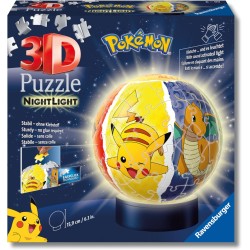 Ravensburger - Puzzle 3d Night Lamp Pokemon Led | Puzzle 3d Bambini 6 Anni O Più | Pokeball Pokemon | Modellismo Da Costruire B