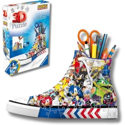 Ravensburger - Puzzle 3d Portapenne Sneaker Sonic | Puzzle 3d Bambini A Partire Dagli 8 Anni | Modellismo Da Costruire Bambini 