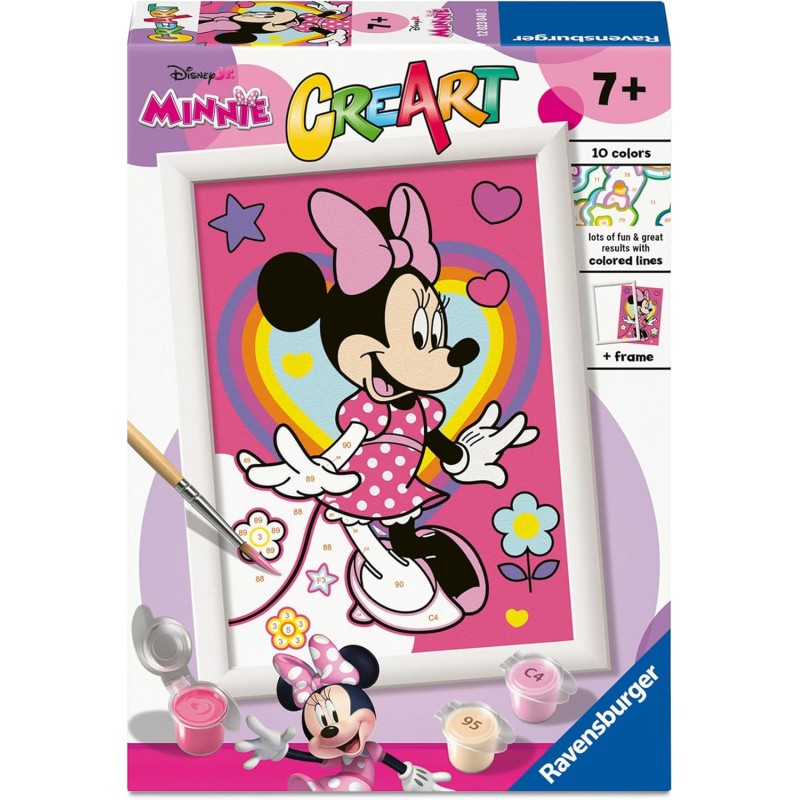 Ravensburger - Creart Serie E Disney Minnie | Kit Pittura Bambini | Dipingere Con I Numeri Include Tutto Il Necessario | Giochi