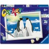 Ravensburger - Creart Serie D La Famiglia di Pinguini | Kit Pittura Bambini | Dipingere con I Numeri Include Tutto Il Necessari