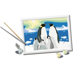 Ravensburger - Creart Serie D La Famiglia di Pinguini | Kit Pittura Bambini | Dipingere con I Numeri Include Tutto Il Necessari