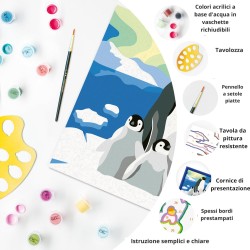 Ravensburger - Creart Serie D La Famiglia di Pinguini | Kit Pittura Bambini | Dipingere con I Numeri Include Tutto Il Necessari