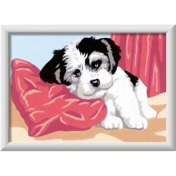 Ravensburger - CreArt Serie E: Cucciolo Affettuoso, Dipingere con i Numeri, Kit Pittura Bambini, Cornice Inclusa, Gioco Educati