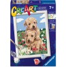 Ravensburger - CreArt Serie E: Golden Retriever Coccolosi, Dipingere con i Numeri, Kit Pittura Bambini, Cornice Inclusa, Gioco 