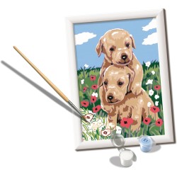 Ravensburger - CreArt Serie E: Golden Retriever Coccolosi, Dipingere con i Numeri, Kit Pittura Bambini, Cornice Inclusa, Gioco 