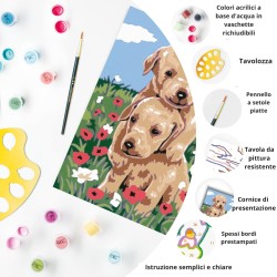 Ravensburger - CreArt Serie E: Golden Retriever Coccolosi, Dipingere con i Numeri, Kit Pittura Bambini, Cornice Inclusa, Gioco 
