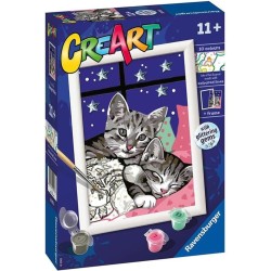 Ravensburger - CreArt Serie E: Gatto TVB, Dipingere con i Numeri, Kit Pittura Bambini, Cornice Inclusa, Gioco Educativo e Creat