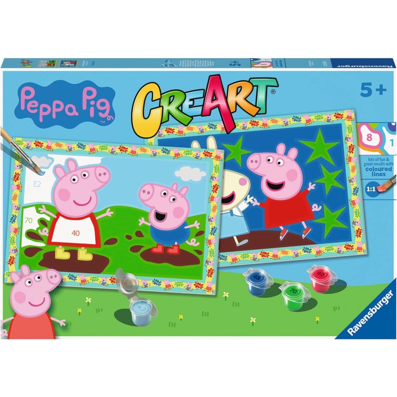 Ravensburger - Creart Serie Junior 2 X Peppa Pig | Kit Pittura Bambini | Dipingere Con I Numeri Include Tutto Il Necessario | G