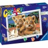 Ravensburger - Creart Serie D Cuccioli Di Leone | Kit Pittura Bambini | Dipingere Con I Numeri Include Tutto Il Necessario | Gi