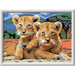 Ravensburger - Creart Serie D Cuccioli Di Leone | Kit Pittura Bambini | Dipingere Con I Numeri Include Tutto Il Necessario | Gi