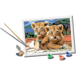 Ravensburger - Creart Serie D Cuccioli Di Leone | Kit Pittura Bambini | Dipingere Con I Numeri Include Tutto Il Necessario | Gi