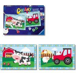 Ravensburger - Creart Serie Junior 2 x Fattoria | Kit Pittura Bambini | Dipingere Con I Numeri Include Tutto Il Necessario | Gi