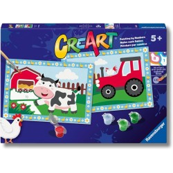 Ravensburger - Creart Serie Junior 2 x Fattoria | Kit Pittura Bambini | Dipingere Con I Numeri Include Tutto Il Necessario | Gi