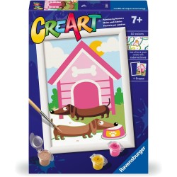 Ravensburger - Creart Serie E Cagnolino Trendy | Kit Pittura Bambini | Dipingere Con I Numeri Include Tutto Il Necessario | Gio
