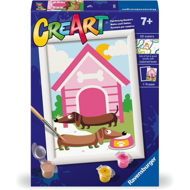 Ravensburger - Creart Serie E Cagnolino Trendy | Kit Pittura Bambini | Dipingere Con I Numeri Include Tutto Il Necessario | Gio