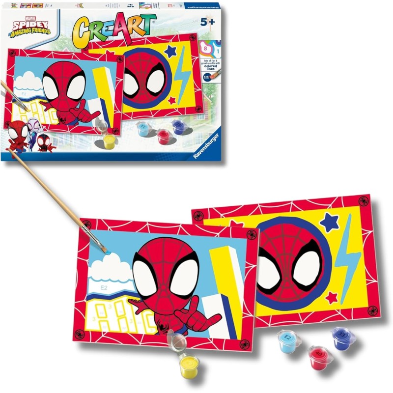 Ravensburger - Creart Junior Pack 2: Spidey | Dipingere con I Numeri Bambini 32x22cm | Giochi Creativi Bambina 5 Anni | Giochi 