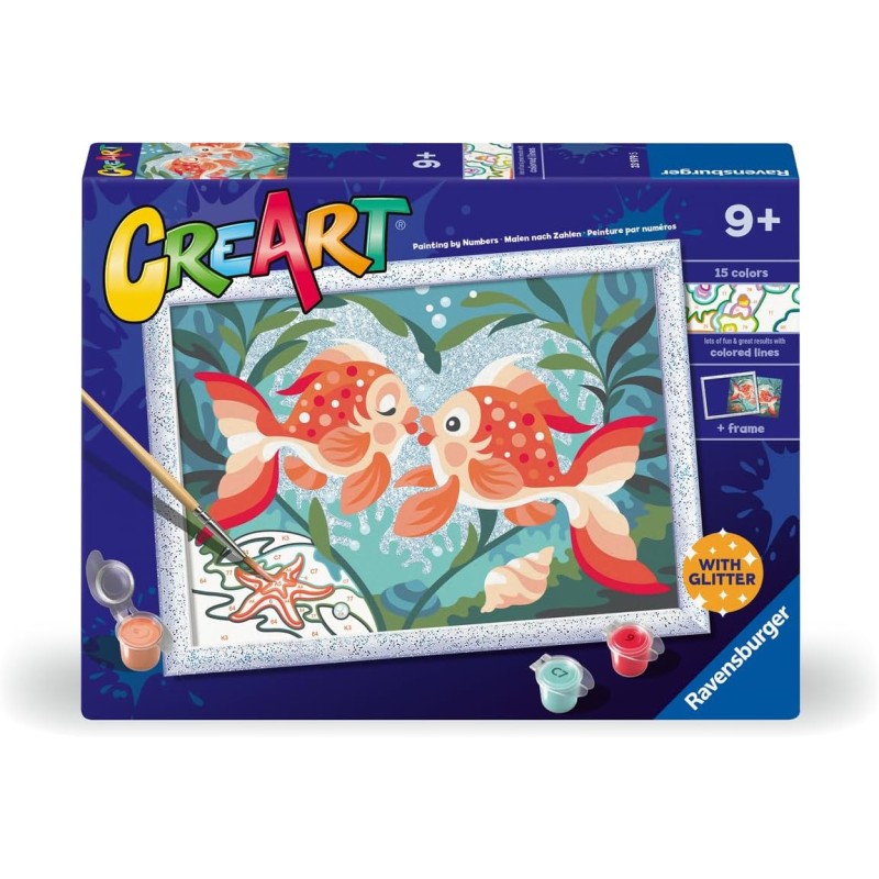 Ravensburger - Creart Pesci Innamorati | Kit Pittura Bambini | Dipingere Con I Numeri Include Tutto Il Necessario | Giochi Bamb